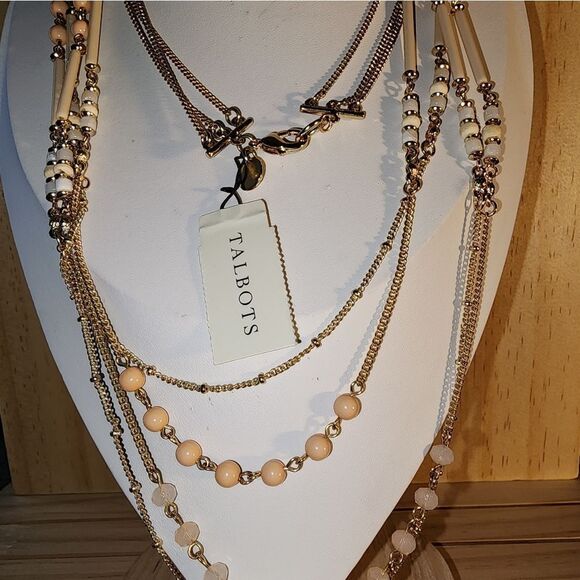 Talbots Goldtone Peach, Beige And Pink Beaded Necklace NWT 42" - Picture 2 of 11